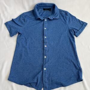 Marc Anthony Button Up Shirt Men Size S Blue Short Sleeve Casual